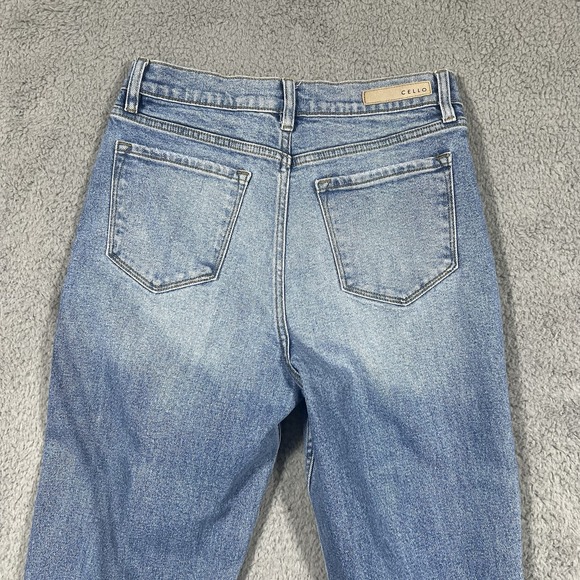 Cello Jeans Size 9 High Rise Straight Leg Light Wash Denim Waist Seam Detail - Picture 7 of 9